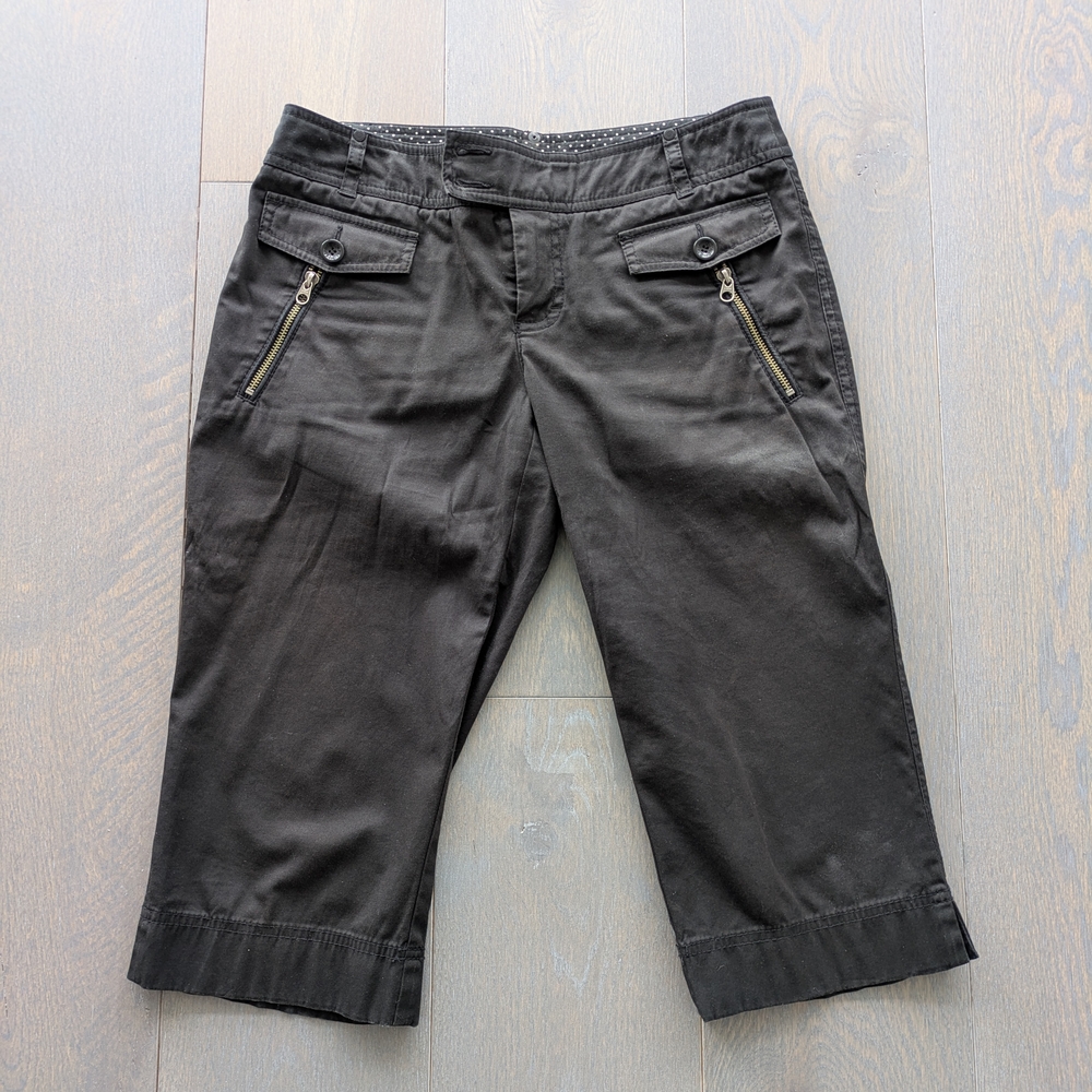 Esprit Black Below Knee Shorts with Zipper Pockets, Size 8